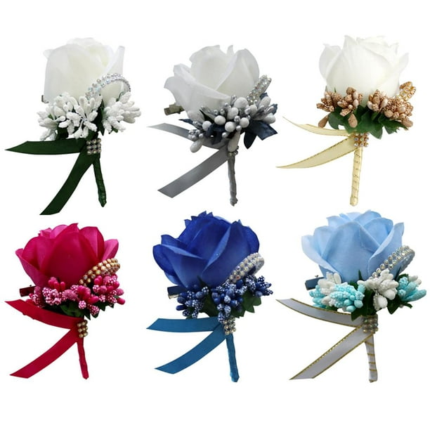Broche de flores de tela para mujer, 6 unidades, diseño de ramilletes,  accesorios de ropa