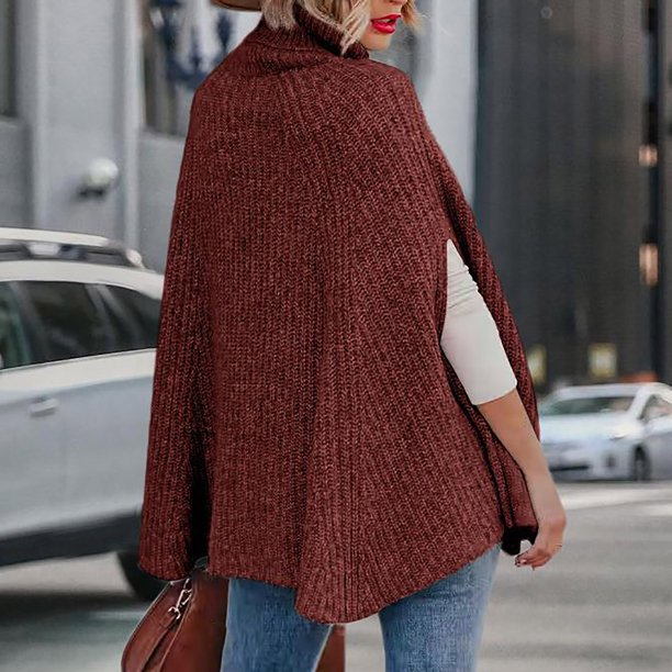 Poncho de mujer, Poncho tejido a mano, Ropa de invierno, Poncho de