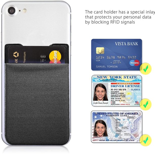 Cartera para teléfono, tarjetero de crédito para teléfono celular y  tarjetero de teléfono para pegar en la parte posterior del teléfono o funda  del