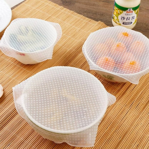 Tapas elásticas de silicona, tapas reutilizables de silicona para  recipientes de silicona sin residuos para sobras de alimentos, tazones de  frutas
