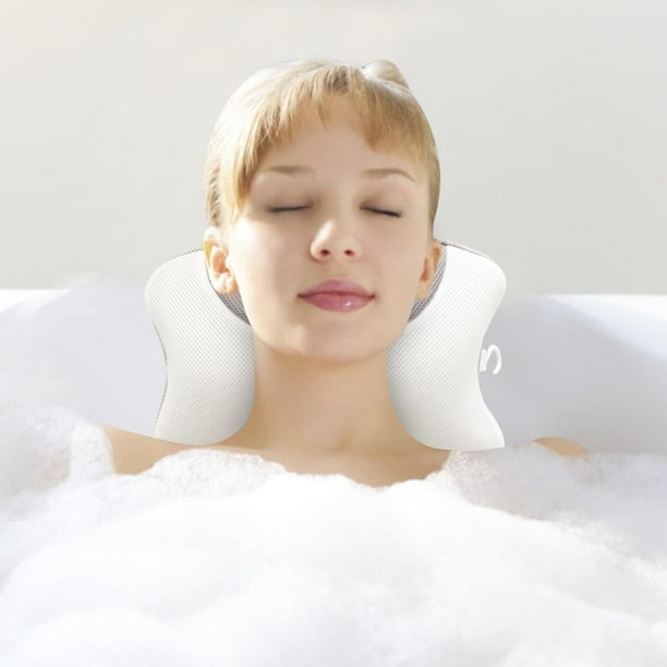 Almohada de baño suave Almohadas de bañera impermeables Reposacabezas  antideslizante SPA Suministros de baño Blanco