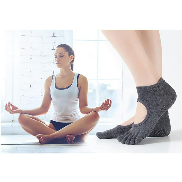 Calcetines de yoga para pilates con empuñaduras para mujer