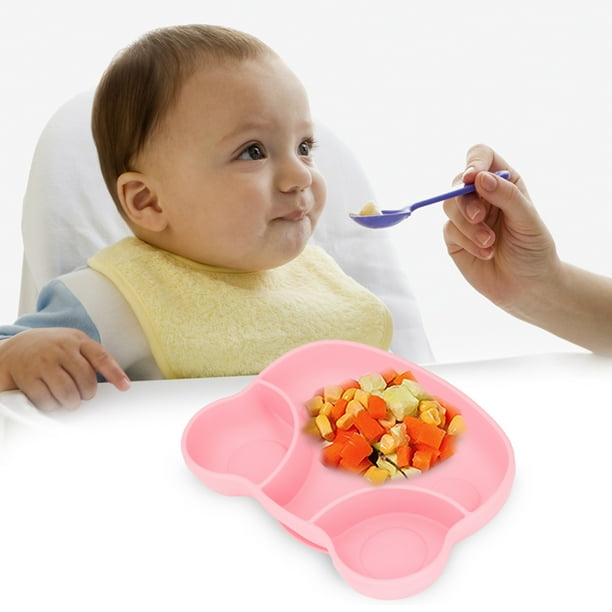 Plato dividido para bebé, cena de rana de silicona para bebé, platos de  silicona para niños pequeños, plato de alimentación para niños pequeños con  ventosa, rendimiento lleno de energía