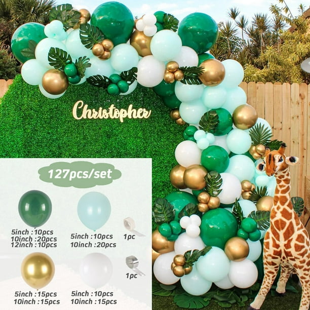 Kit de arco de guirnalda de globos verdes, fiesta de Safari en la