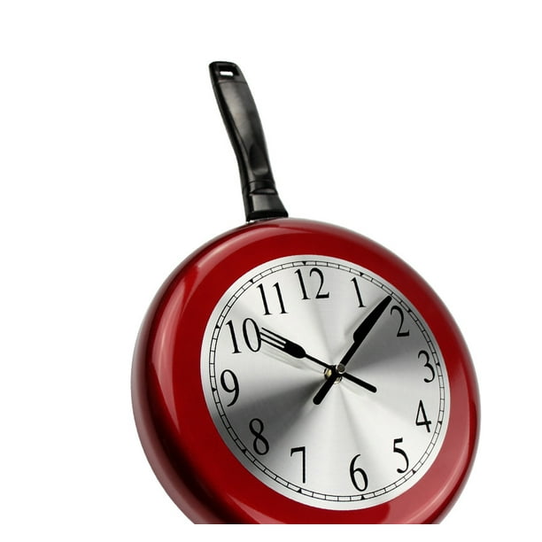 1 Unidades reloj de pared reloj de pared sartén sartén relojes cocina reloj  de pared metal sartén reloj colgante único reloj de pared reloj digital