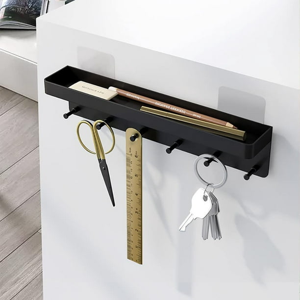 Soporte para colgar llaves montado en la pared con 4 ganchos organizador de  almacenamiento para decoración del hogar (negro)