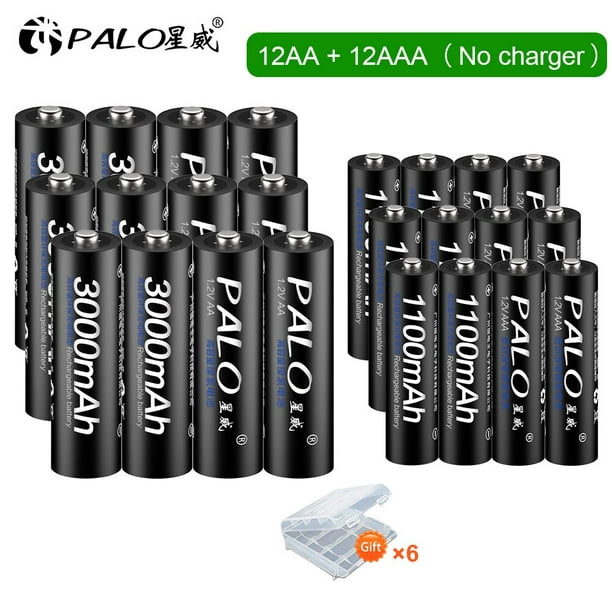 PALO 4 Uds 3000mAh 1,2 V pilas recargables AA + 4 Uds 1100mAh 1,2 V AAA  batería NI-MH AA AAA batería recargable para cámara de juguete Tan Jianjun  unisex