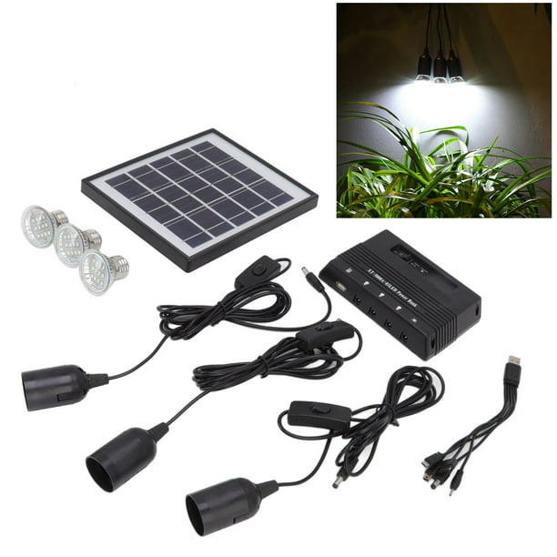  EWYI Kit de iluminación de generador solar portátil, sistema generador  eléctrico con paneles solares, 3 lámparas LED para acampar al aire libre,  hogar, fuente de alimentación de respaldo de emergencia Hu