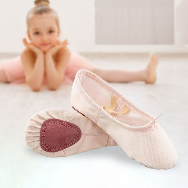 ReadJade Zapatillas Ballet Niña,Zapatos de Ballet de Lona Suela Partida de  Cuero,Lazo Tridimensional,Doble Costura,elástico Cruzado,Zapatillas Ballet  niña,para Niña y Mujer Adultos : : Moda