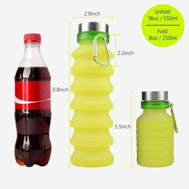 Botella de agua plegable (amarillo) - Reutilizable, sin BPA, silicona,  plegable, portátil ya prueba de fugas, botellas de agua para viajes,  gimnasio