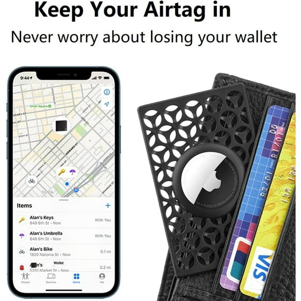 2 fundas para tarjetas Airtag para Apple Airtag, funda para tarjetas de  crédito AirTags de tamaño ultradelgado para monedero, cartera, monedero,  mochila (negro) JAMW Sencillez