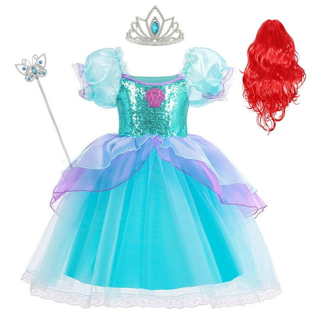 Vestido de fiesta de cumpleaños de sirena, disfraz de sirena Ariel