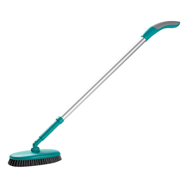Cepillo de limpieza de piso con mango largo, cepillo para limpiar pisos 2  en 1, cepillo giratorio de 120° para limpiar el baño, patio, cocina, inodoro