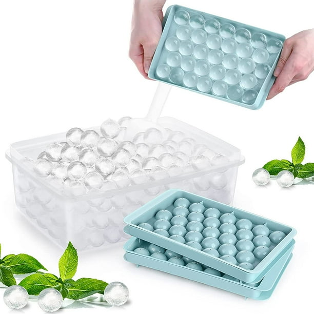 Bandejas de silicona para cubitos de hielo (juego de 2) moldes de bolas de  hielo para whisky, molde para hacer bolas de hielo, molde redondo para