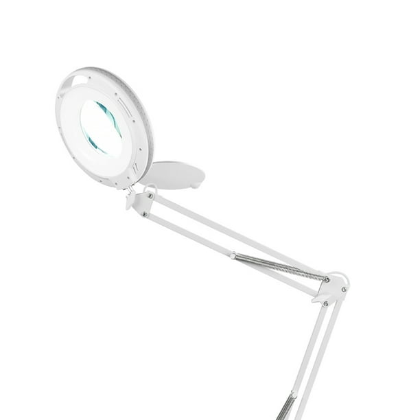 Meichoon Lámpara LED de escritorio con base redonda, lupa 5X, brazo  plegable, luz de mesa USB, 3 modos de color, 10 niveles de brillo para  lectura en