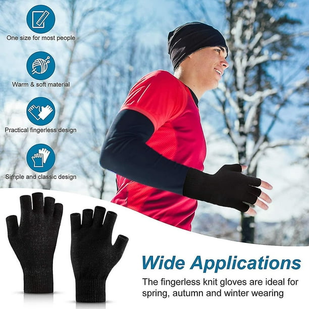 Guantes sin dedos, guantes de medio dedo, guantes de punto cálidos