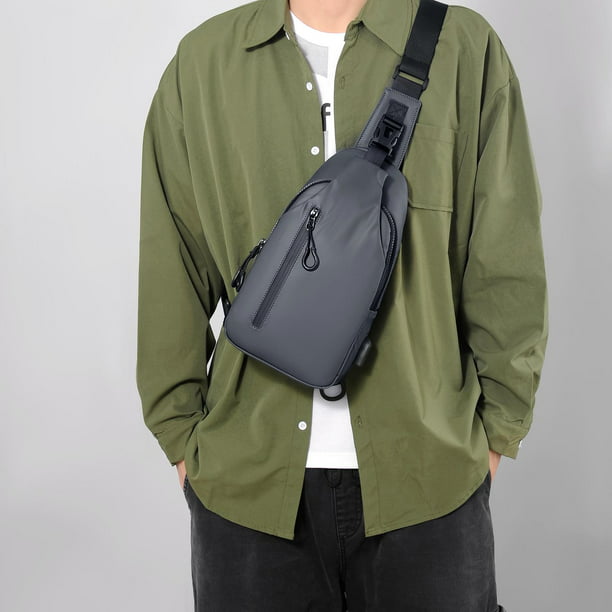 Bolso bandolera para hombre con carga USB Bag Mochila pequeña impermeable  Verde Hugo Bolsos bandolera para hombre