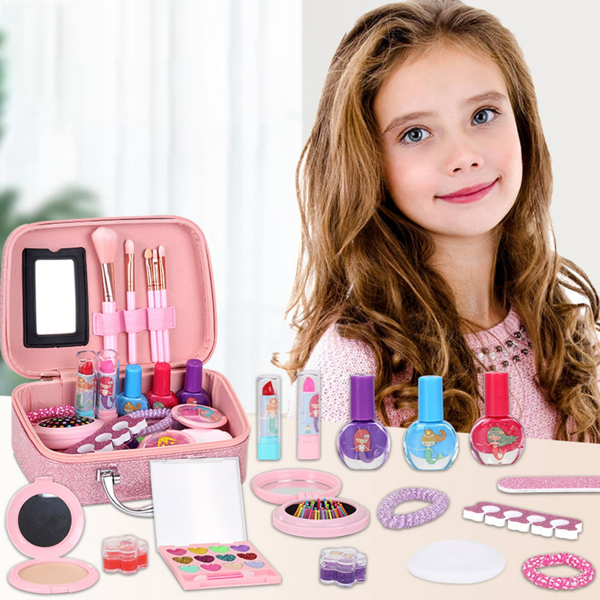 Kit de maquillaje para niños para niñas, kit de maquillaje lavable real,  kit de maquillaje para niñas pequeñas, juego de maquillaje real, juego de
