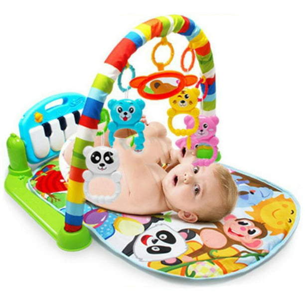  Alfombra de juego para bebés con teclado de piano de patada,  alfombrilla de gimnasio de selva para bebé diseñada con juguetes coloridos  y desmontables para bebés en el centro de actividades