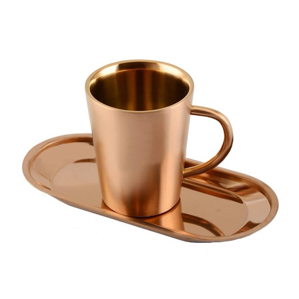 Taza de café de Doble Capa de Acero Inoxidable 304(Oro Rosa