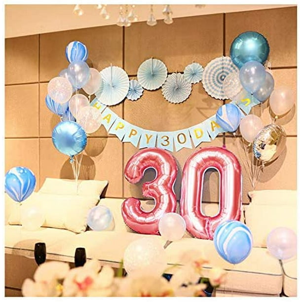 Decoración de Aniversario de 30 Años, Globos de Fiesta Globos de Números de  30 Años Globos de Número JM