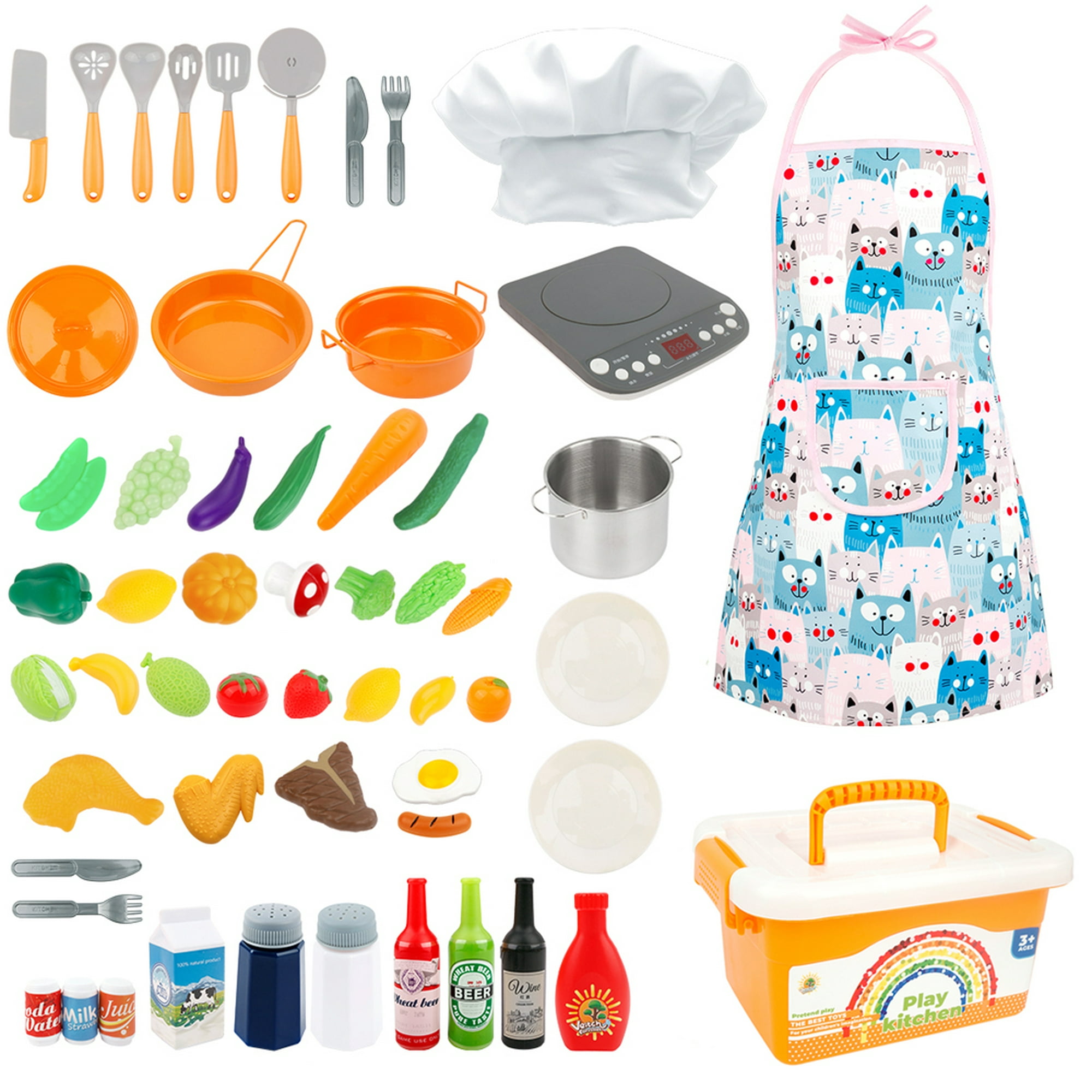 Juego de cocina de juego de simulación para niños | Little Chef juego de  cocina para niños con accesorios ollas, sartenes, platos, tazas,  utensilios