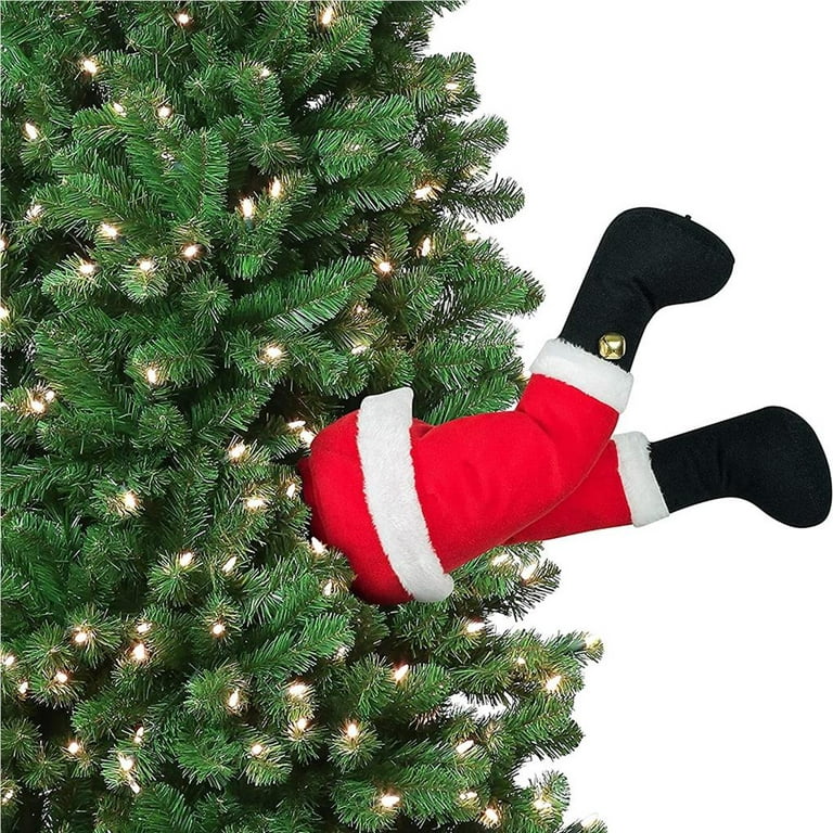 Bewildely Adorno de piernas de Papá Noel relleno de piernas de Papá Noel para decoraciones de puerta delantera de árbol de Navidad Kits de decoración para fiestas Bewildely HA033493-00