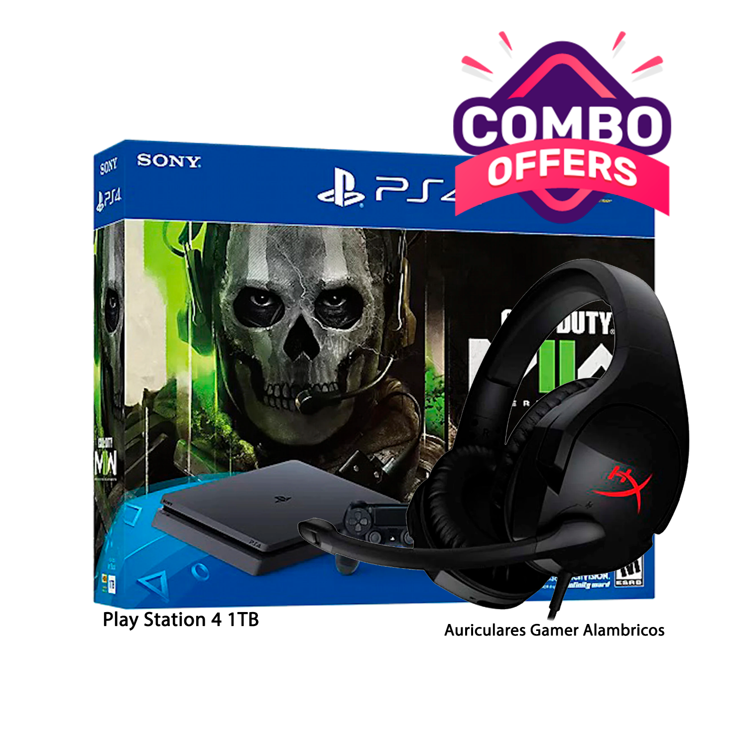 Sony, Pack PS4 Call Of Duty, Console PS4 Pro 1 To + 1 Manette Sans Fil DUALSHOCK 4 V2 + Jeu Call Of Duty Modern Warfare, Châssis G, Couleur : Jet Black
