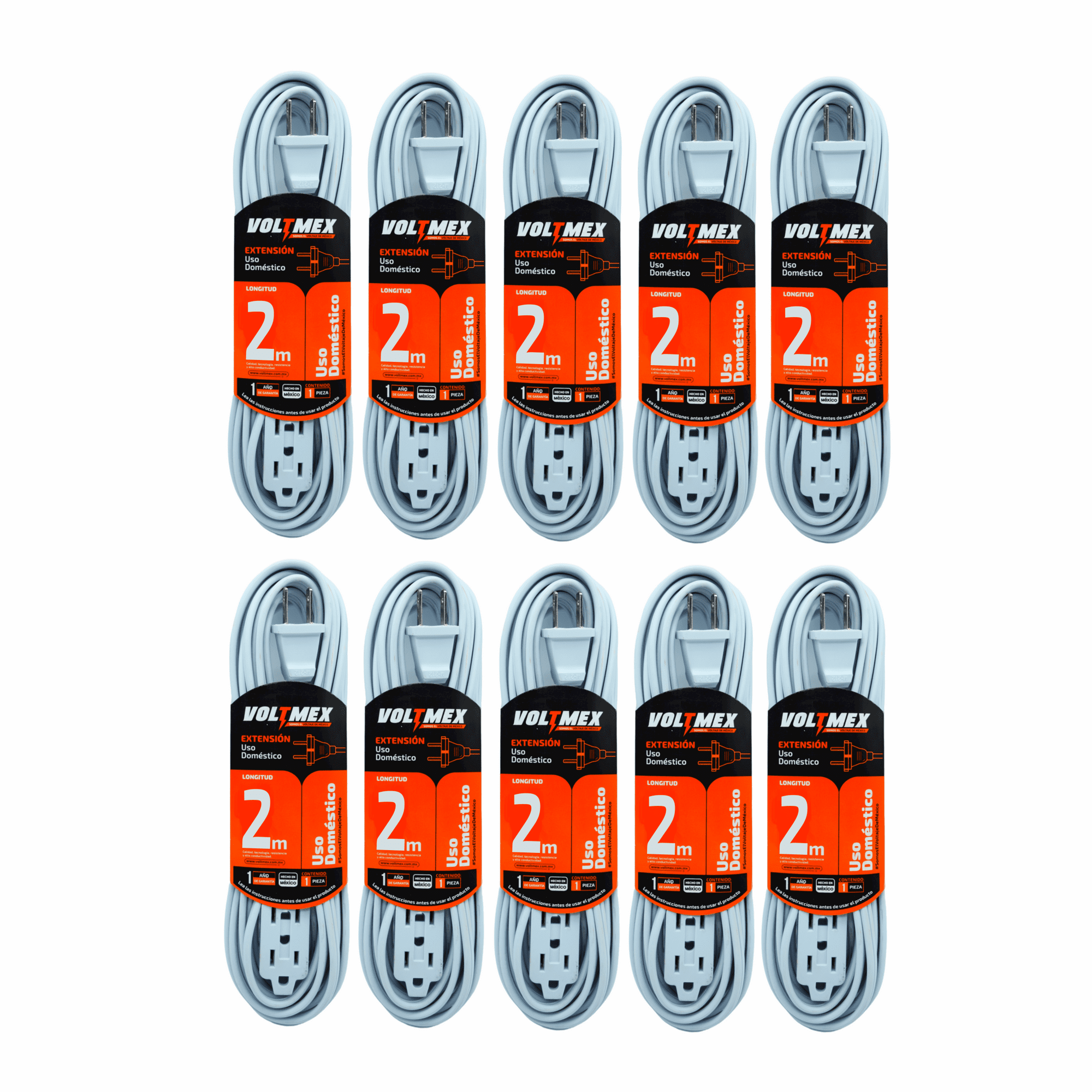 Extensión Eléctrica Uso Doméstico 2m Voltmex Caja 10 piezas VOLTMEX 3