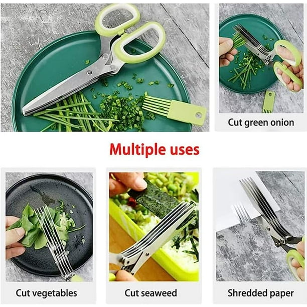 Tijeras para hierbas con cuchillas múltiples, herramienta de
