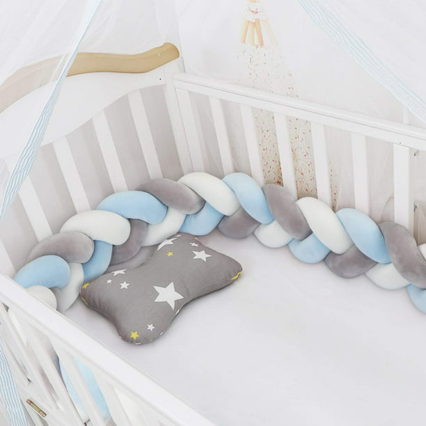 Parachoques de cuna Luchild, longitud de cama de bebé de 2 m, parachoques  de cuna de bebé, borde de cama, parachoques trenzado tejido, decoración  para cuna Ormromra WL-00018-1