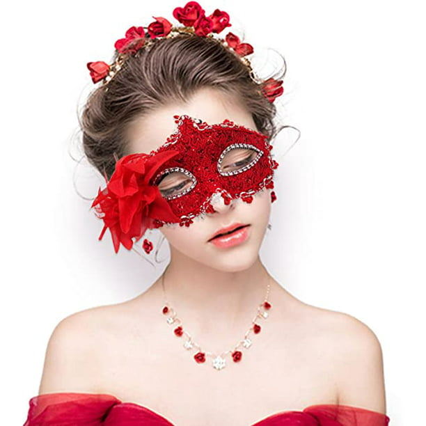 Máscara de baile de máscaras para mujer, máscara de media cara, máscara de  ojos, máscara de encaje para cosplay, máscara veneciana, fiesta de