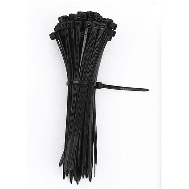 100 piezas de bridas para cables, bridas de plástico negro con