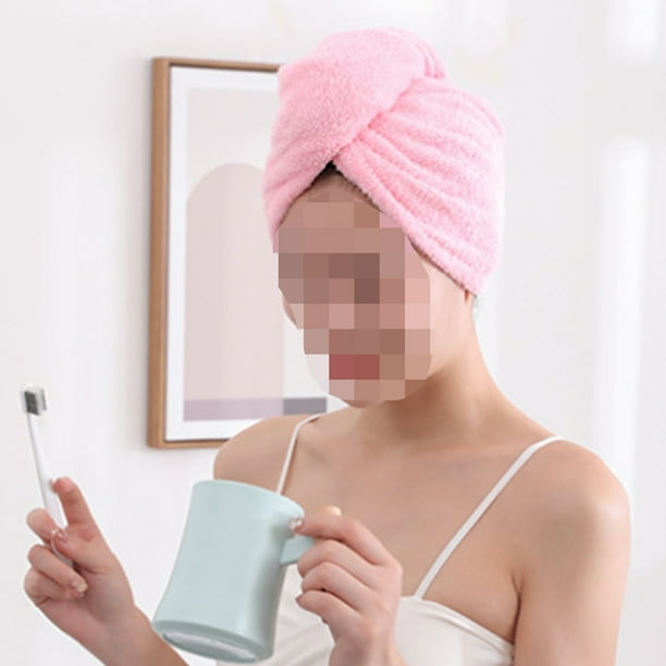  Toalla para el pelo, turbante de microfibra, gorro de secado  rápido, toalla de baño y ducha con botones (rosa) : Belleza y Cuidado  Personal