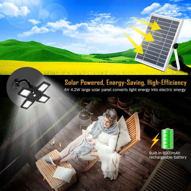 Luz solar exterior Sensor de movimiento Cuatro cabezales 80 LED 3  Iluminación yeacher Luz al aire libre
