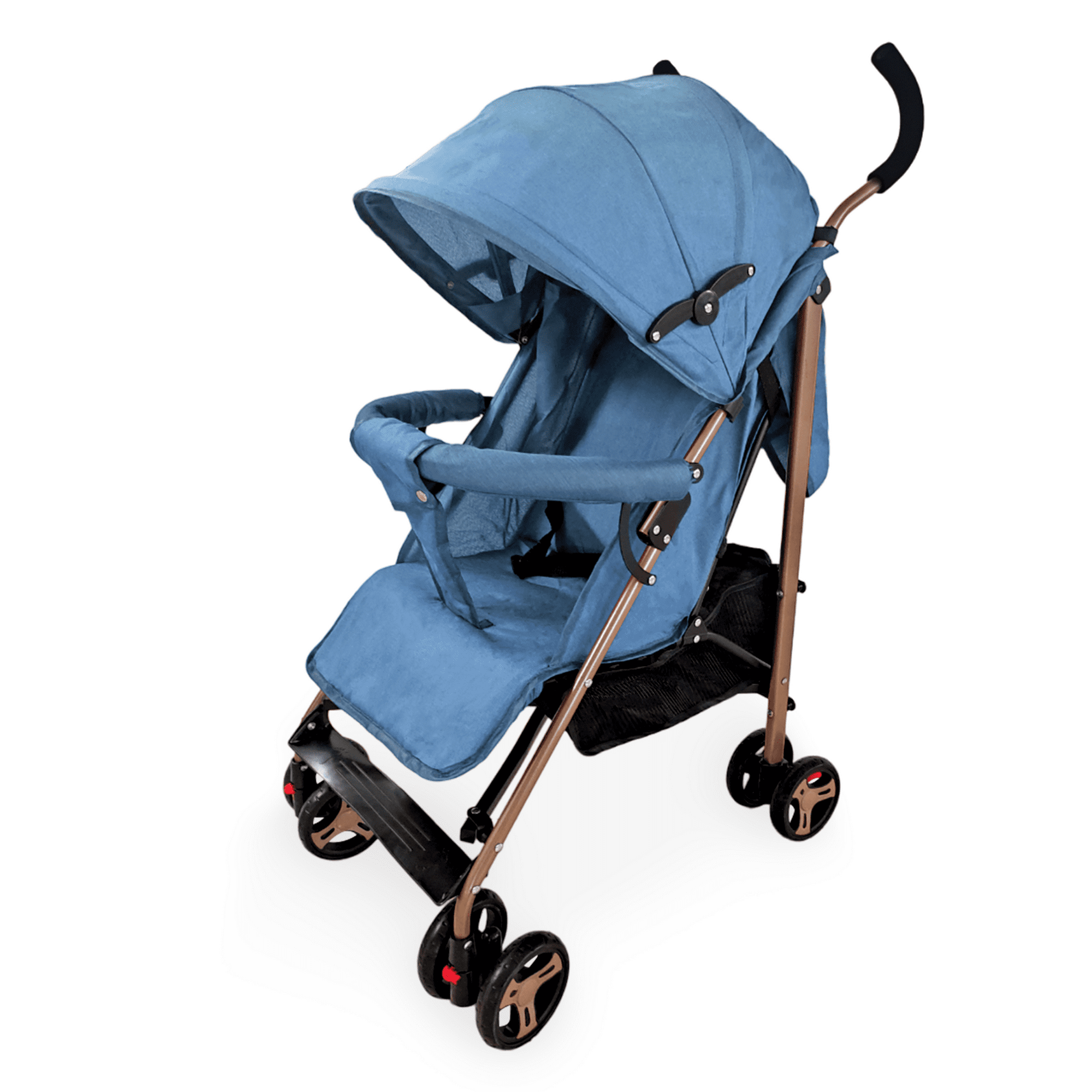 Carriola plegable tipo bastón con toldo y respaldo ajustables verde grande