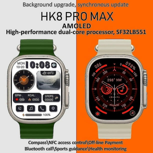 Hk8 Pro Max Ultra Smart Watch Hombre 49 mm Pantalla Amoled Brújula Nfc  Smartwatch-yky