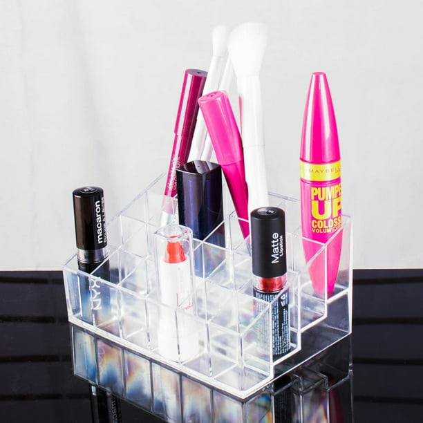 Soporte para pintalabios, organizador de maquillaje, caja de almacenamiento  de cosméticos, almacenamiento de brillo de labios, soporte de exhibición  giratorio, caja de almacenamiento de plástico transparente