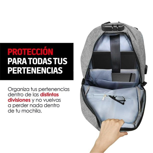 Mochila Antirrobo Impermeable, con Puerto USB Para Power Bank y Cierre –  Safety Mart Mx