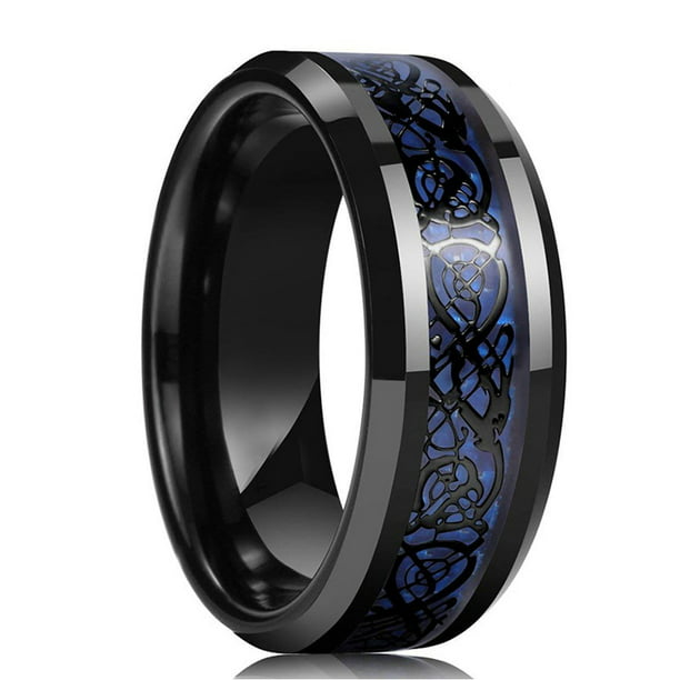 Anillo de acero inoxidable negro de Color plateado para hombre a la moda,  anillo multifacético con r Dengxun unisex