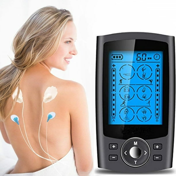 TENS - Estimulador muscular de la unidad, 24 modos de doble canal  recargable TENS EMS máquina para terapia de alivio del dolor con 20  electrodos