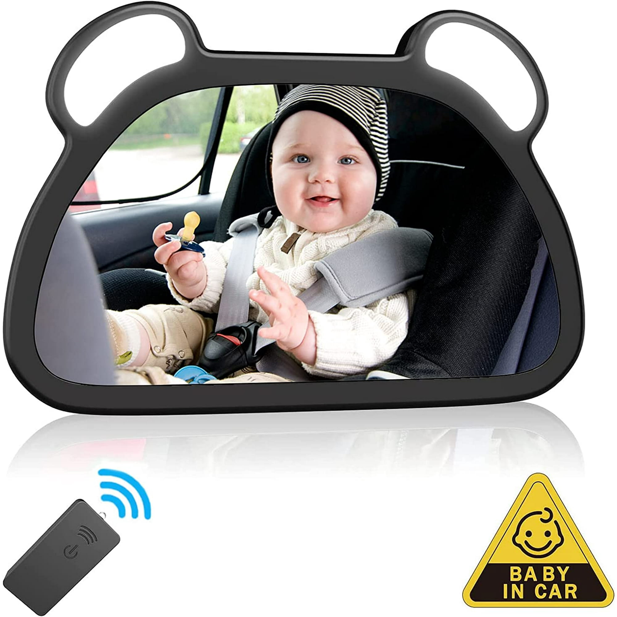 Espejo de coche de bebé de gran visión, espejo de coche de bebé para  seguridad del asiento trasero, correa de hebilla ajustable giratoria de 360  °, 100% irrompible para espejo de coche