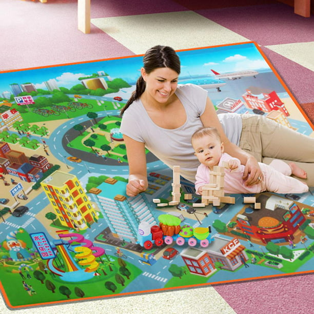 Alfombra impermeable plegable para bebés tapete con mapa de ruta para  Tmvgtek niños juego de juguetes almohadilla para gatear