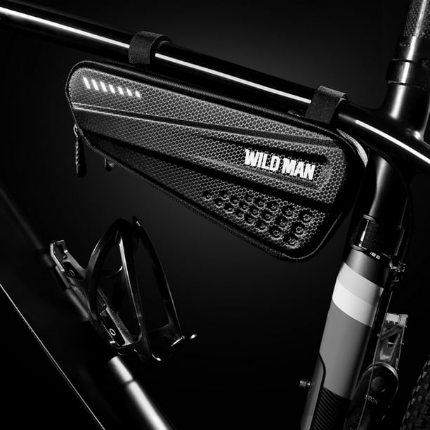 Bolsa de cuadro de bicicleta, impermeable ciclismo frontal tubo superior  bolsa de bicicleta cuadro de bicicleta teléfono montaje pannier barra  transversal Bolsas de almacenamiento (negro)