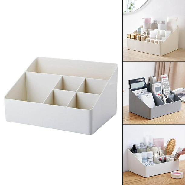 Caja organizadora de cosméticos/maquillaje, mini escritorio para  suministros de oficina, encimera de baño o aparador, color blanco