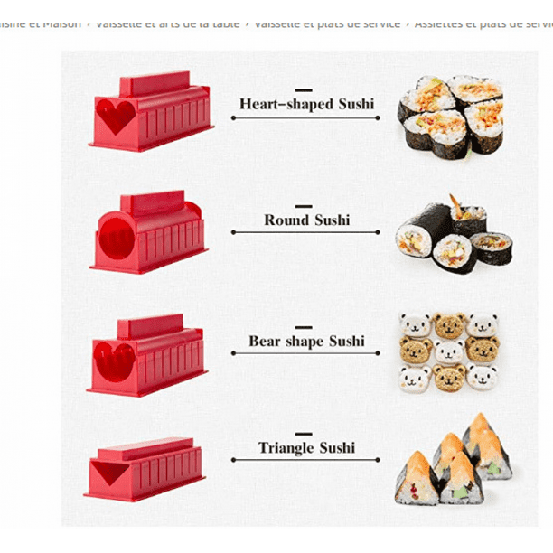 HI NINGER Kit de fabricación de sushi edición de lujo, kit completo para  hacer sushi, 12 piezas de prensa de molde para sushi con formas de rollo de