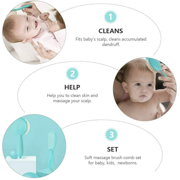  Cepillo para el pelo del bebé, cepillo para la cuna, peine para  el pelo del bebé, cepillo de pelo de bebé y juego de peine para recién  nacidos y niños pequeños