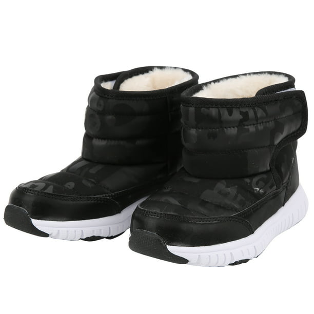 Botas de nieve de piel cálida de invierno para niños, zapatos peludos  negros para niñas, calzado impermeable antideslizante para niños,  zapatillas de