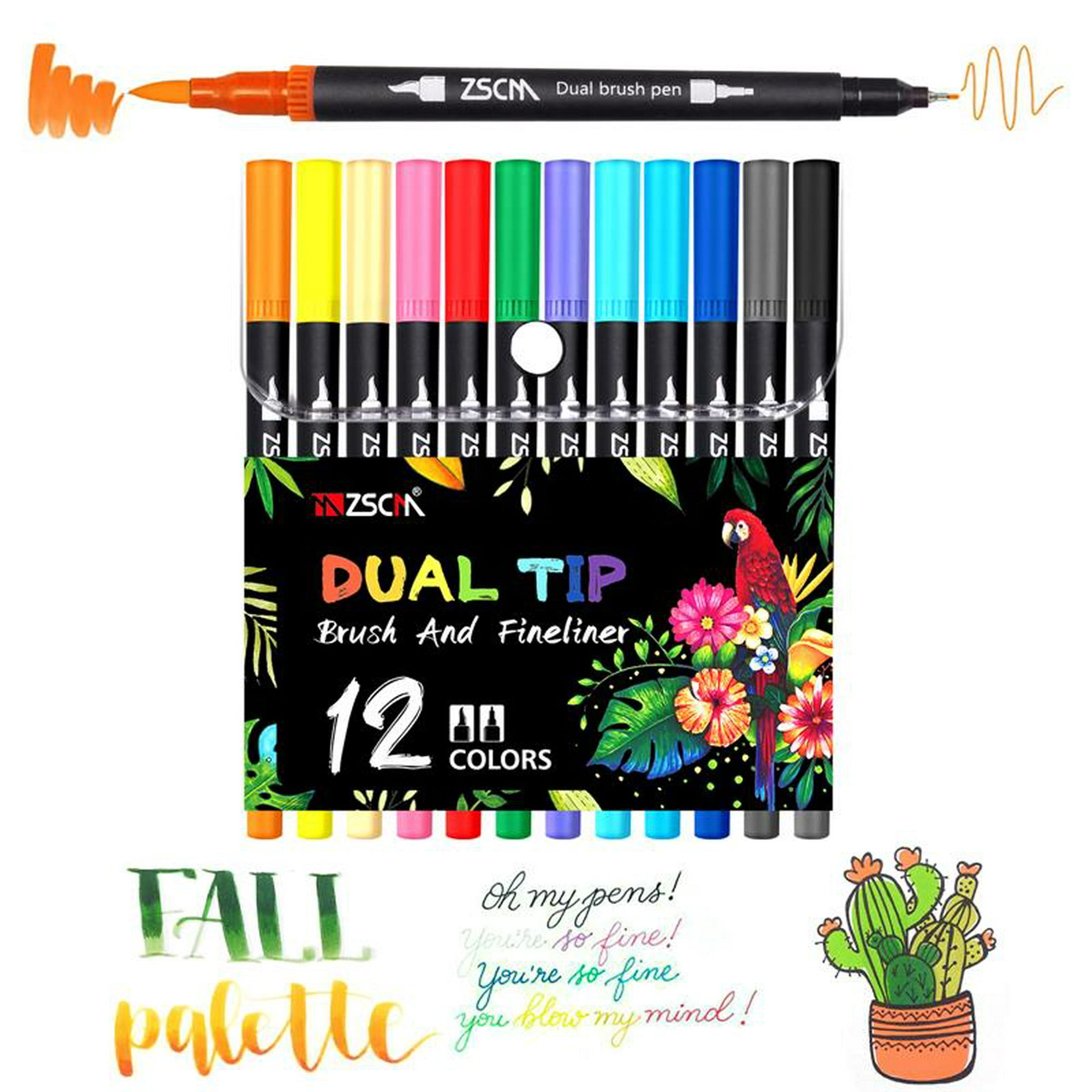 12-160 Colors Brush Pens Markers Set Dual Tips Fine Drawing Adult