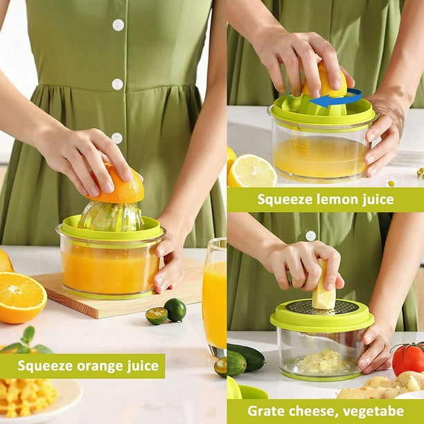Exprimidor de cítricos de naranja, exprimidor de limón manual con rallador  medidor incorporado de 16 oz, exprimidor de cítricos manual multifunción  con escariadores de varios tamaños JAMW Sencillez